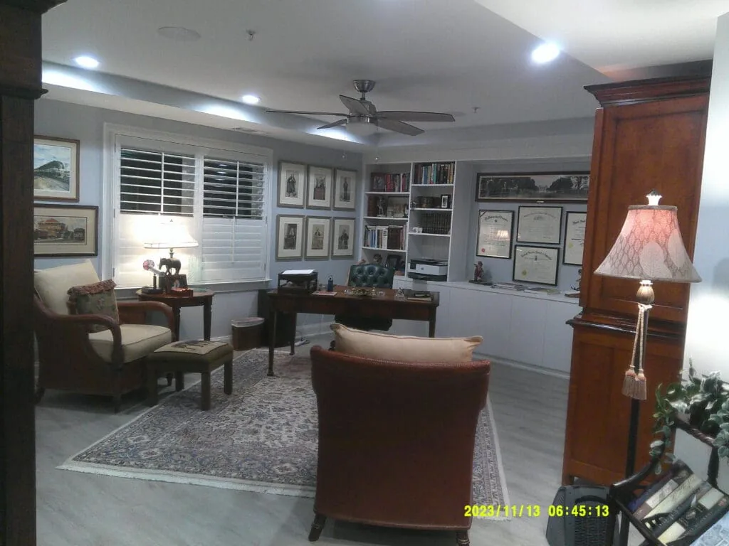 Home office in finished basement